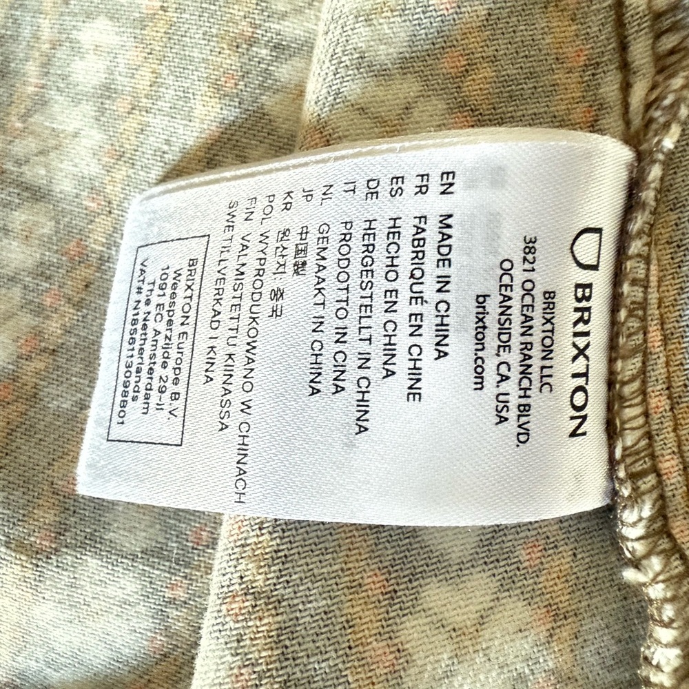 Brixton Women’s Providence Overshirt Tan & White Printed Cotton Jacket Size M - Picture 6 of 9